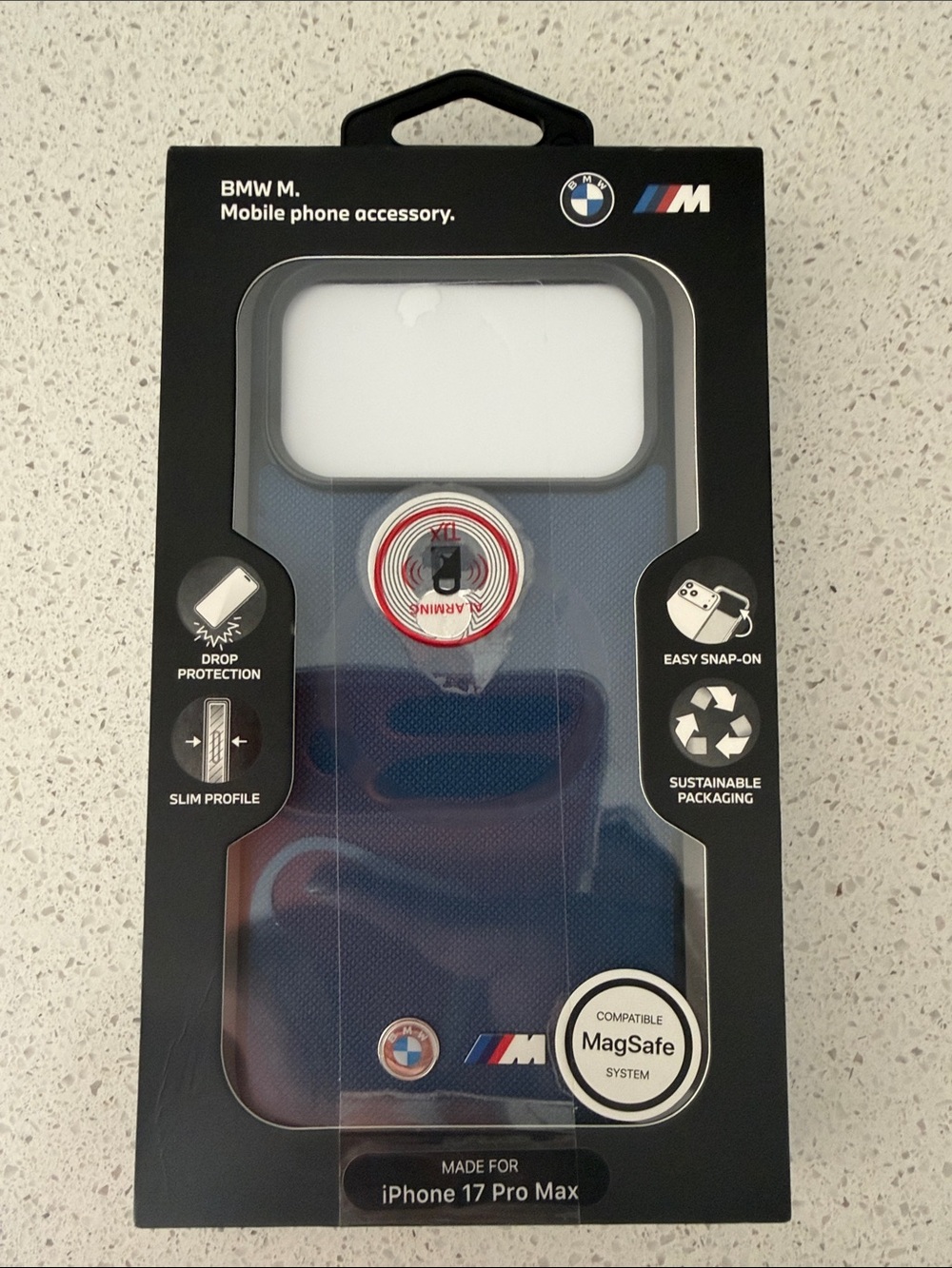 BMW M Navy Blue iPhone 17 Pro Max Case with M Stripe and BMW Roundel
